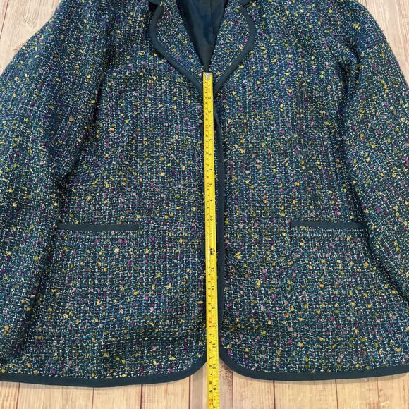NWOT Susan Graver  Blazer Green Tweed Multicolored Blazer Suit Size 2X - Picture 4 of 11